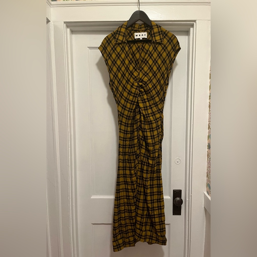 Wray NYC Ceci dress in Gold Plaid size small